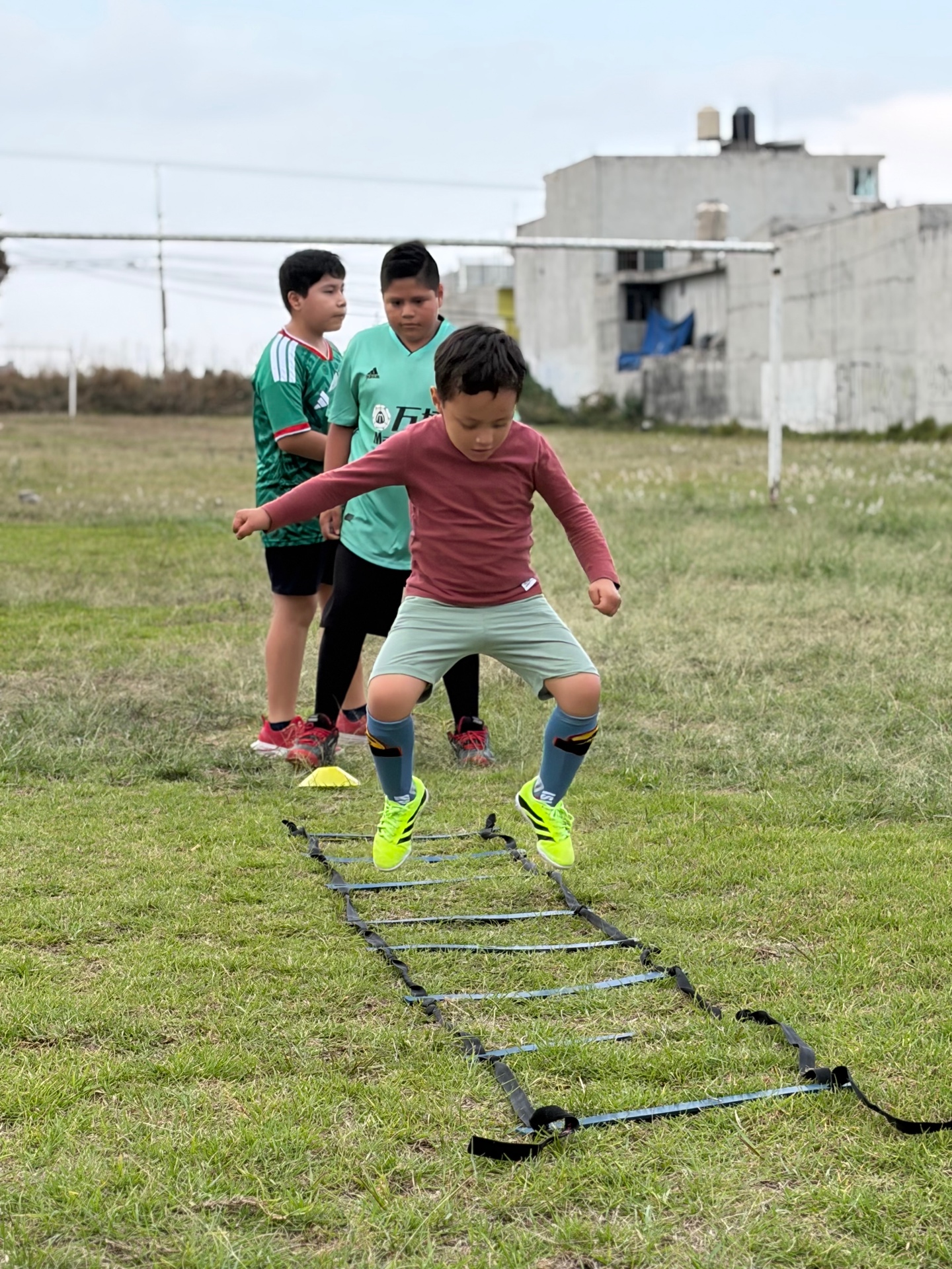Trabajo de coordinación con escalera